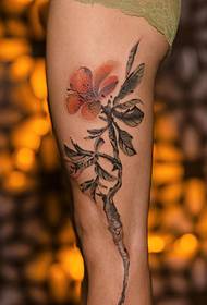 Tinte Blume Bein Tattoo Tattoo grün 不要 nicht wollen