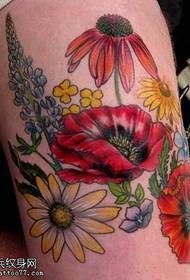 leg flower tattoo pattern