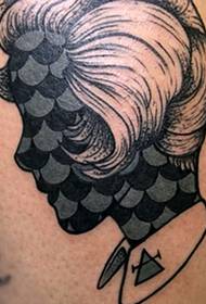 Úžasná geometrie postav na stehně a tetování tetování