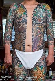 Japana stilo plenlonga tatuaje-ŝablono