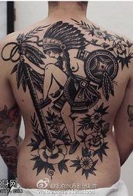 Model complet de tatuaj în stil indian în spate