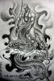 Vaihtoehtoinen koko selkä lohikäärme Luohan-tatuoinnin käsikirjoitus
