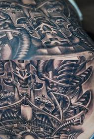Спіна мужчыны супер крутая, поўная спіна механічнага малюнка татуіроўкі