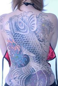 Tatoo ya kike ya mtindo wa nyuma wa squid