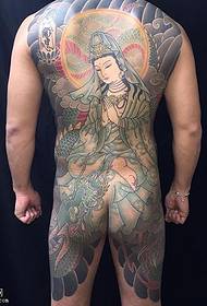 Patrón de tatuaje de tótem Guanyin de espalda completa