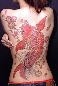 Tatuaggio di calamari alla moda femminile sul retro