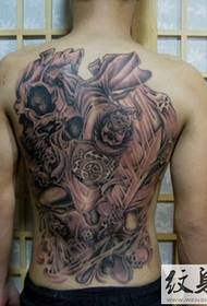 Pagdoble sa gilid na pagtagas ng buong likod ng tattoo ng kampanilya