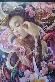 Motivo tatuaggio geisha a schiena piena
