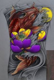 Nádherný barevný rukopis chobotnice lotosového tetování