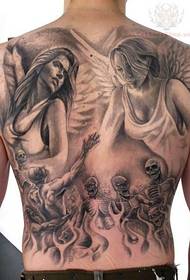 Tatuaje de ángel de espalda completa