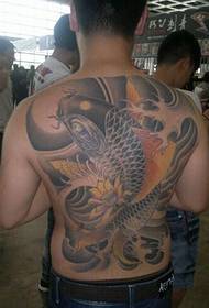 Beau calmar plein de tatouages sur le dos