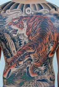 Zgodna zgodna tigrova tetovaža s punim leđima