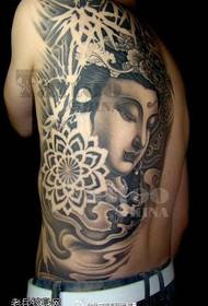 Žmogaus pusės nugaros senovės grožio tatuiruotės modelis