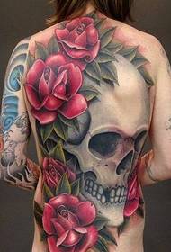 Volledige kleuren schedel tattoo tattoo patroon foto