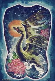 Modello di tatuaggio del cigno con la schiena piena