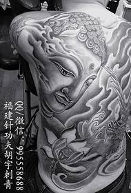 Tatouage tête de Bouddha au dos - tatouage animal