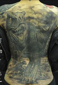 Ukubusa ngokuphelele iphethini elimnyama nelimhlophe le-Tyrannosaurus tattoo