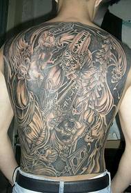 Tattoo impermanencë e zezë dhe e bardhë e plotë-mbrapa
