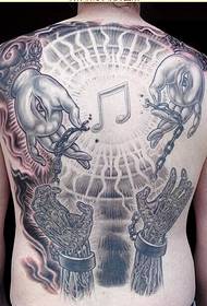 Personality fashion full back chain hand tattoo pattern recommended picture