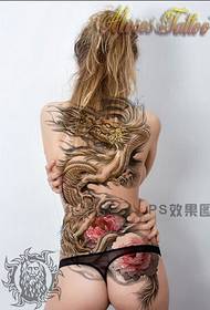 Oznaka uzorka tetovaže zmaja s punim leđima