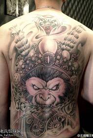 Folsleine-back persoanlikheid, swart en griis, grutte dei, Sun Wukong tattoo patroan