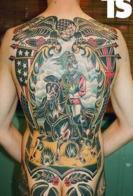 Full-Back-Krieger mit klassischer Atmosphäre aus Tattoo-Musterbildern