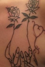 Blomst og hånd tatoveringsmønster mannlig student bryst blomst og hånd tatovering bilde