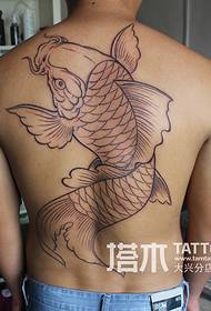 Full rygg bläckfisk sekant tatuering