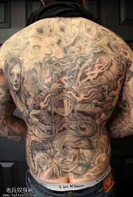 Повна спина татуювання західного дракона