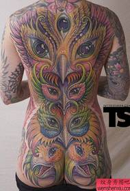 Tatuaggi classici con occhi d'aquila a schiena piena