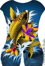 Hermoso manuscrito de tatuaje de calamar de espalda completa HD