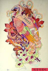 Tattoo-show, advisearje in kleurige kreative peacock-tatoet