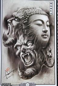 Un Buddha a schiena piena e un modello di tatuaggio magico
