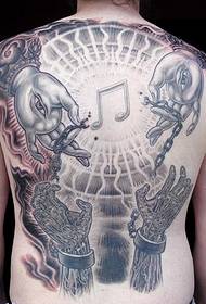 Full back chain hand tattoo pattern