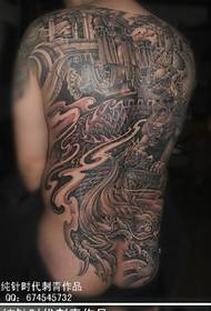 Domineering Super Back Stone Lion Lion Great Wall Round Garden Tattoo Pattern