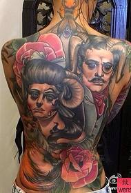 un modello di tatuaggio personalizzato con schiena piena in stile scuola
