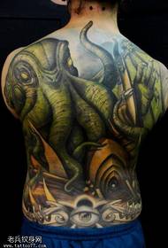 Full back octopus tattoo pattern