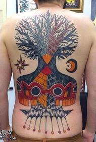 Pátrún sean-chrann tattoo clasaiceach ar ais