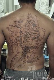 Modello di tatuaggio con moneta koi koi a punto posteriore pieno