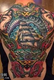 Voll zréck Blummen Segelboot Tattoo Muster