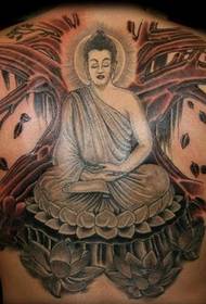 Tag nrho-rov qab classic Buddha tattoo