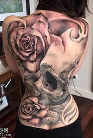 Quadro tatuaggio rosa cenere nera con schiena piena