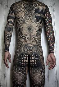 Тетоважа со црна пепел тотем шема на задниот дел