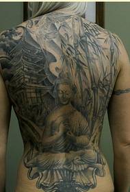 Modello di tatuaggio di Buddha di personalità con la schiena piena per godersi le foto