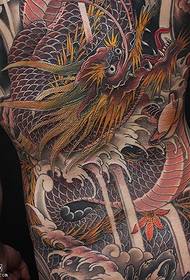 Traditional full back dragon tattoo pattern