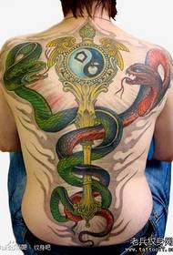 Patrón de tatuaje de serpiente completo clásico de tendencia de espalda para niños