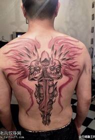 Full back angel tattoo pattern