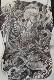 Buong pabalik na manuskrito ng tattoo ng Huaguang Emperor