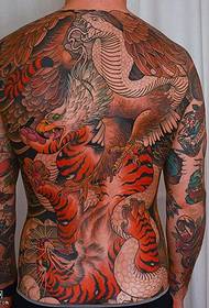 Visas nugaros erelio gyvatės tatuiruotės modelis