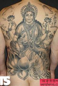 Klasična atmosfera lotos Guanyin tetovaža djeluje u punom leđima